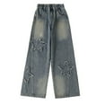 thumbnail image 1 of XinLfly Girls Jeans 4-16t Elastic Waistband Wide Leg Baggy Pants with Stars Denim Trousers for Little Big Teens, 1 of 6