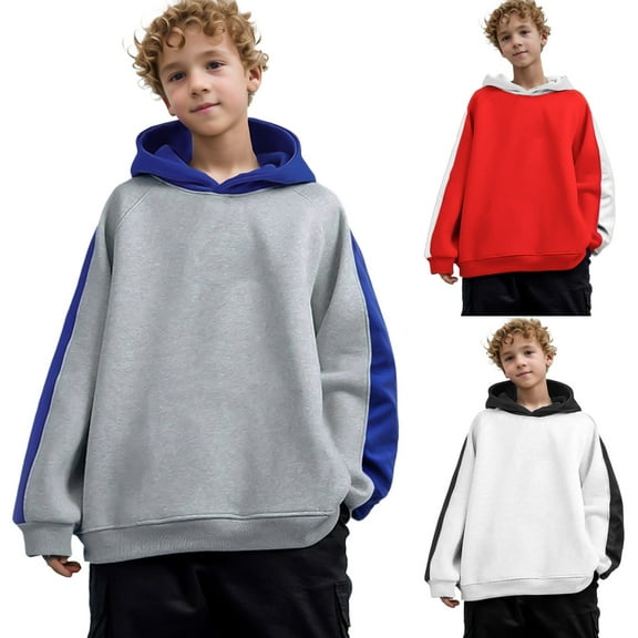 XinLfly Hoodie for kids Casual Toddler Color Block Pullover Girl Boy Long Sleeve Soft Sweatshirt Jumper,6-7T