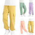 thumbnail image 1 of XinLfly Kids Cargo Pants Boys Girls Youth Drawstring with Pocket Trousers Casual Lightweight Quick Dry Outdoor Uniform Pants,Green,6-7T, 1 of 6