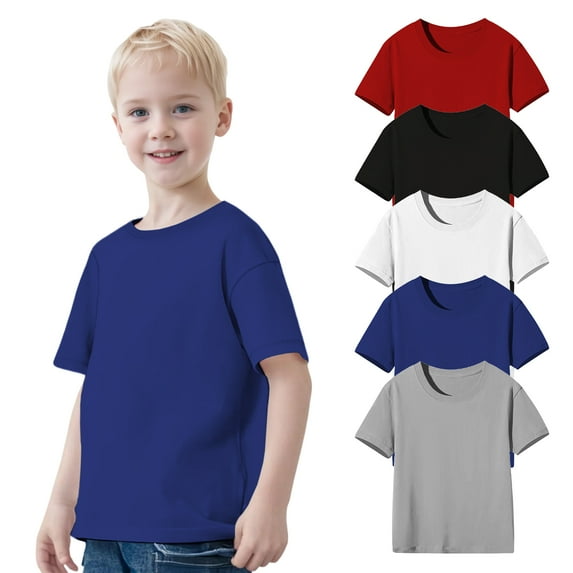 XinLfly Kids Girls Boys Short Sleeve T Shirt Casual Summer Solid Color Crewneck Basic Tees Shirt Tops Clothes,Brown, 11-12