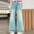 thumbnail image 1 of XinLfly Kids Girls Wide Leg Jeans, Loose Clearance Elastic Waist Denim Pants Black Size 9-10 T, 1 of 4