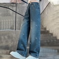 thumbnail image 1 of XinLfly Kids Girls Wide Leg Jeans, Loose Clearance Elastic Waist Denim Pants Black Size 9-10 T, 1 of 5