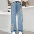thumbnail image 1 of XinLfly Kids Girls Wide Leg Jeans, Loose Clearance Elastic Waist Denim Pants Black Size 9-10 T, 1 of 2