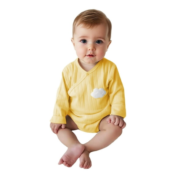 XinLfly Newborn Babay Romper Girls Boys Clothes Spring Autumn Cotton Clothes Baby Cute Triangle Crawling Suit Daily Fashion Children's Clothing,Yellow,80