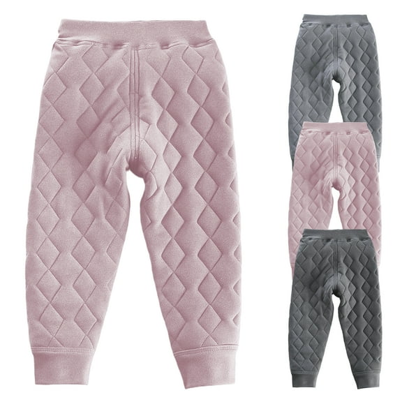 XinLfly Tight Pants for Thick Girl Kids Winter Warm Pants Children's Solid Color Leggings Boys Thermal Pants Fleece Line Trousers,Dark Gray, 13-14