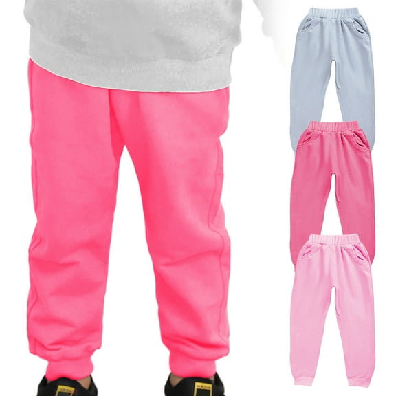 XinLfly Toddler Kids Leisure Sweatpants for Boy Girl Long Pants Sweatpants Solid Color Cotton Joggers Thin Spring Fall Trouses,Pink,5T