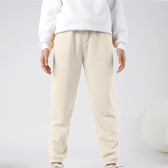 XinLfly Toddler Pants Keep Warm Soft Fleece Lined Drawstring Waist Solid Color Jogger Cargo Pants