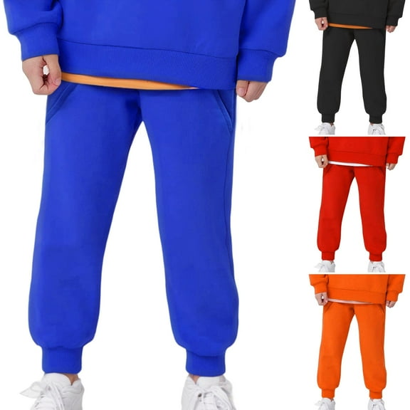 XinLfly Toddler and Boys Joggers Sweatpants Kids Pull-On Active Athletic Pants with Drawstring Pocket Elastic Trousers,Orange,7Y