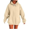 thumbnail image 1 of safuny Casual Hoodies Sweatshirt for Women Lightweight Oversized Pullover with Pockets Fall Winter Tops Beige _z M, 1 of 5