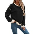 thumbnail image 1 of safuny Women Crewneck Casual Pullover Tops Lightweight Long Sleeve Shirts Loose Sweatshirts Fall Out s Black _j L, 1 of 9