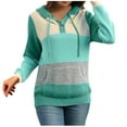 thumbnail image 1 of safuny Women Fall Hoodies Sweater Knit Button V Neck Tops Oversized Fashion Pullover Casual Long Sleeve Hooded with Pockets Light Blue _e M, 1 of 2
