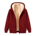thumbnail image 1 of safuny Women's Casual Full Zip Up Sweatshirt Coat Fleeve Lined Hoodie Sweatshirt Jacket Winter Warm Tops Wine _b M, 1 of 8