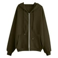 thumbnail image 1 of safuny Women's Cropped Zip Up Hoodie Jacket Casual Long Sleeve Workout Sweatshirt Coat with Pocket Fall Winter Top Army Green _d L, 1 of 3