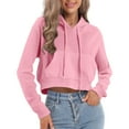 thumbnail image 1 of safuny Women's Drawstring Casual Hoodies Workout Crop Pullover Sweatshirt Long Sleeve Crop Top with Pocket Pink _q XXL, 1 of 9