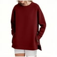thumbnail image 1 of safuny Women's Oversized Sweatshirts with Side Slit Zipper Crewneck Long Sleeve Pullover Soft Tops Fall Clothes Red _i XL, 1 of 6