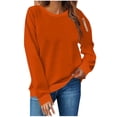thumbnail image 1 of safuny Womens Casual Crewneck Sweatshirts Long Sleeve Solid Color Tops Loose ting Pullovers with Sleeve Packets Design Orange _g XXL, 1 of 4