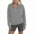 thumbnail image 1 of safuny Womens Half Zip Hoodie Fleece Cropped Solid Color Pullover Sweatshirt with Pockets Fall Tops Gray _g M, 1 of 8