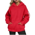thumbnail image 1 of safuny Womens Oversized Hoodies Fleece Sweatshirts Long Sleeve Pullover Fall Winter Out s Clothes with Sleeve Pocket Red _k XXL, 1 of 6