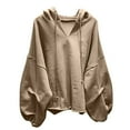 thumbnail image 1 of safuny Womens Oversized Hoodies Sweatshirts Loose Casual Solid Color Pullover Trendy Drop Shoulder Design Tops Khaki _d XXXL, 1 of 4