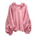 thumbnail image 1 of safuny Womens Oversized Hoodies Sweatshirts Loose Casual Solid Color Pullover Trendy Drop Shoulder Design Tops Pink _c L, 1 of 3