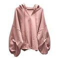 thumbnail image 1 of safuny Womens Oversized Hoodies Sweatshirts Loose Casual Solid Color Pullover Trendy Drop Shoulder Design Tops Pink _d XS, 1 of 4