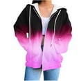 thumbnail image 1 of safuny Womens Zip Up Hoodies Coats Long Sleeve Gradient Oversized Sweatshirts Jacket with Pockets Fall Fashion Clothes Hot Pink _f M, 1 of 6