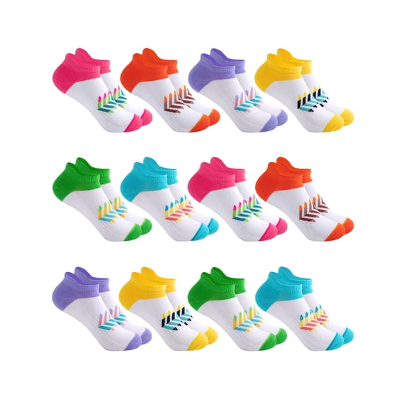 EALLCO Kids Ankle Socks 12 Pairs Cushioned Moisture-wicking Boys Girls Socks