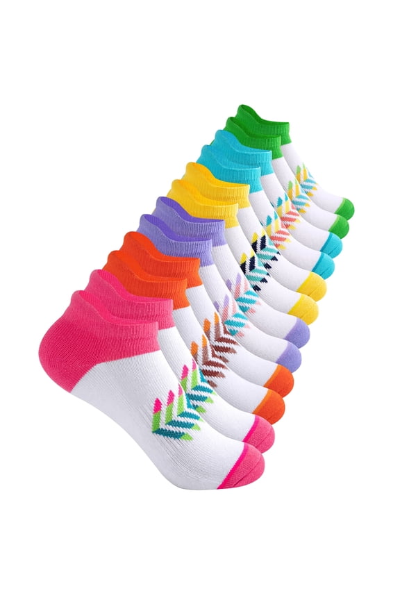 Kids Ankle Socks 12 Pairs Cushioned Moisture-wicking Boys Girls Socks