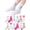 thumbnail image 1 of EALLCO Girls Crew Socks 12 Pairs Colorful Pattern Soft Breathable Casual Kids Socks, 1 of 6