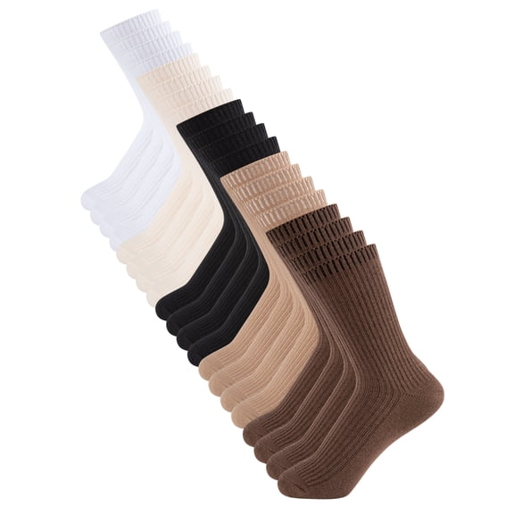 EALLCO Girls Crew Socks 10-Pack Multi-Color Assorted Breathable Casual Daily Socks for Kids
