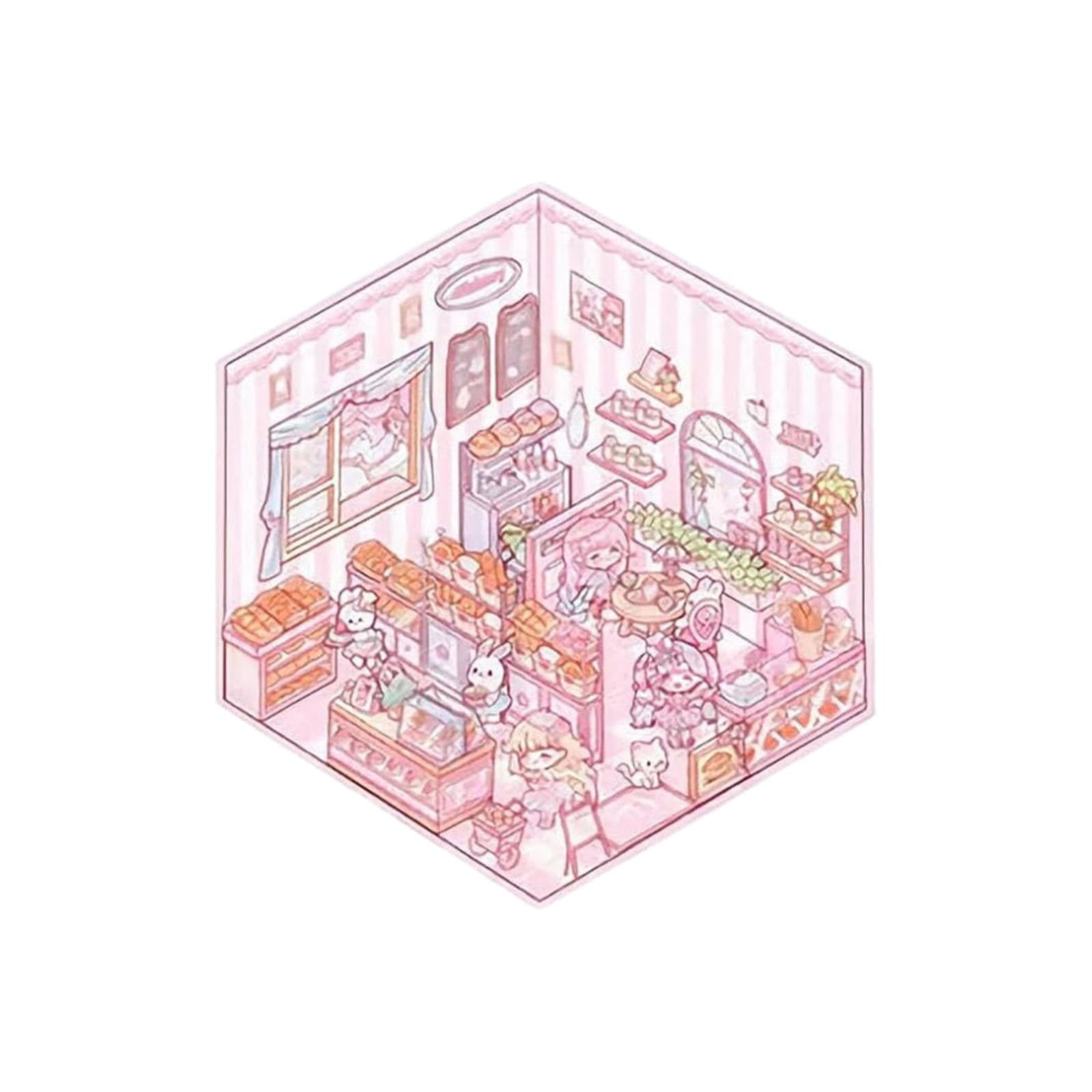 Xindewwl DIY 3D House Stickers Cute Scene Stickers Fun DIY Stickers