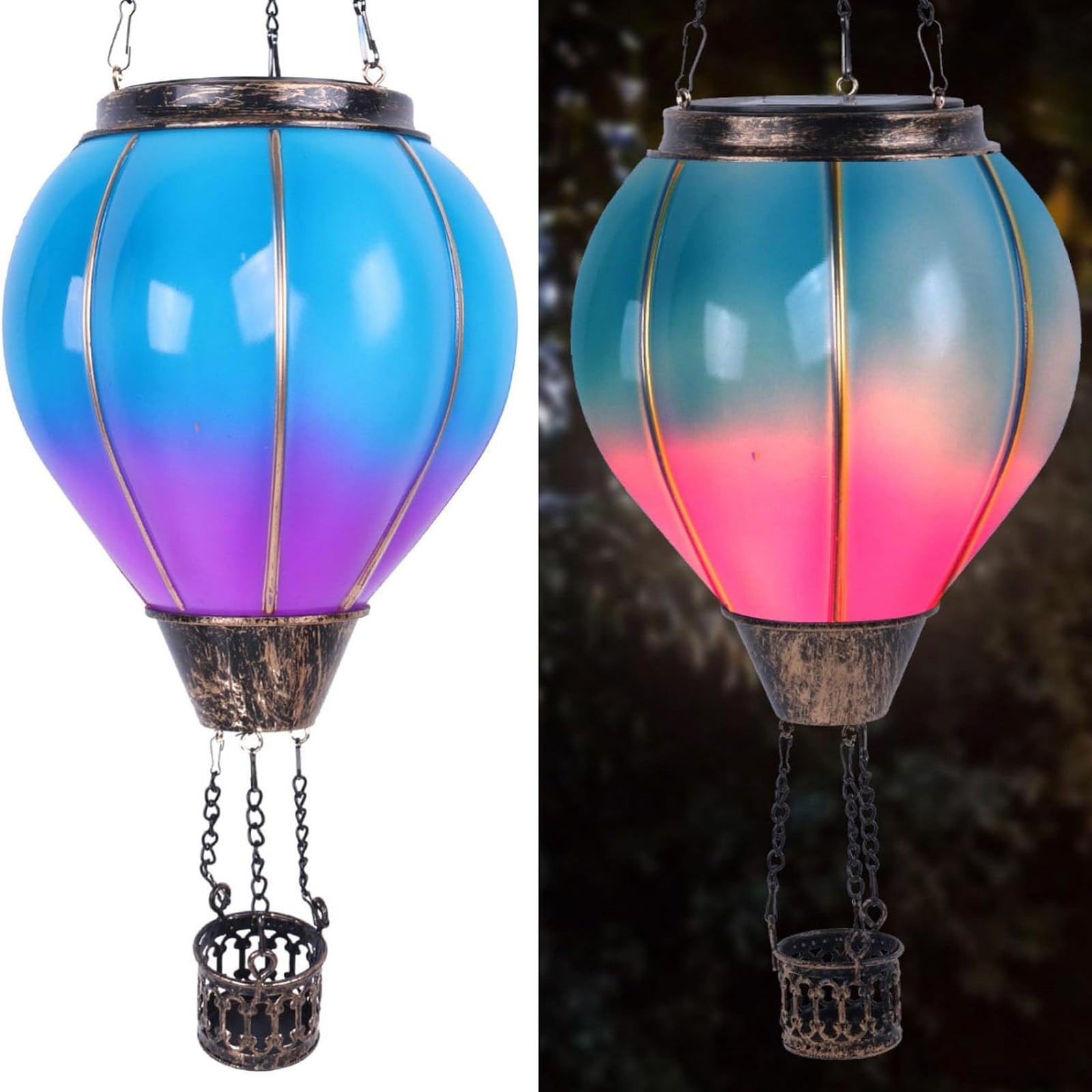 Solar Hot Air Balloon Hanging Light – Colorful Acrylic Solar Lantern For Garden, Window, Home Decor, 6.29x6.29x7.87 Inch
