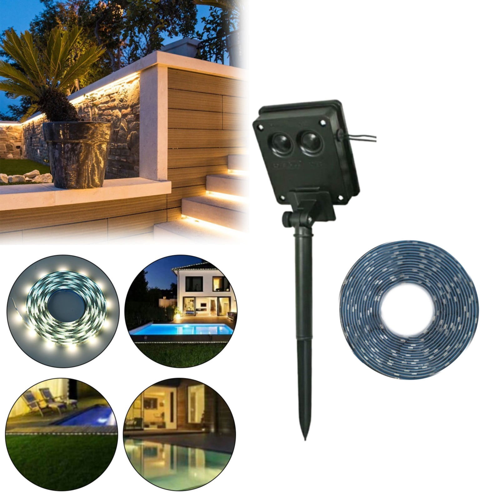 Xindewwl Lights For Outside LED Strip Lights Outdoor Warm White Powered