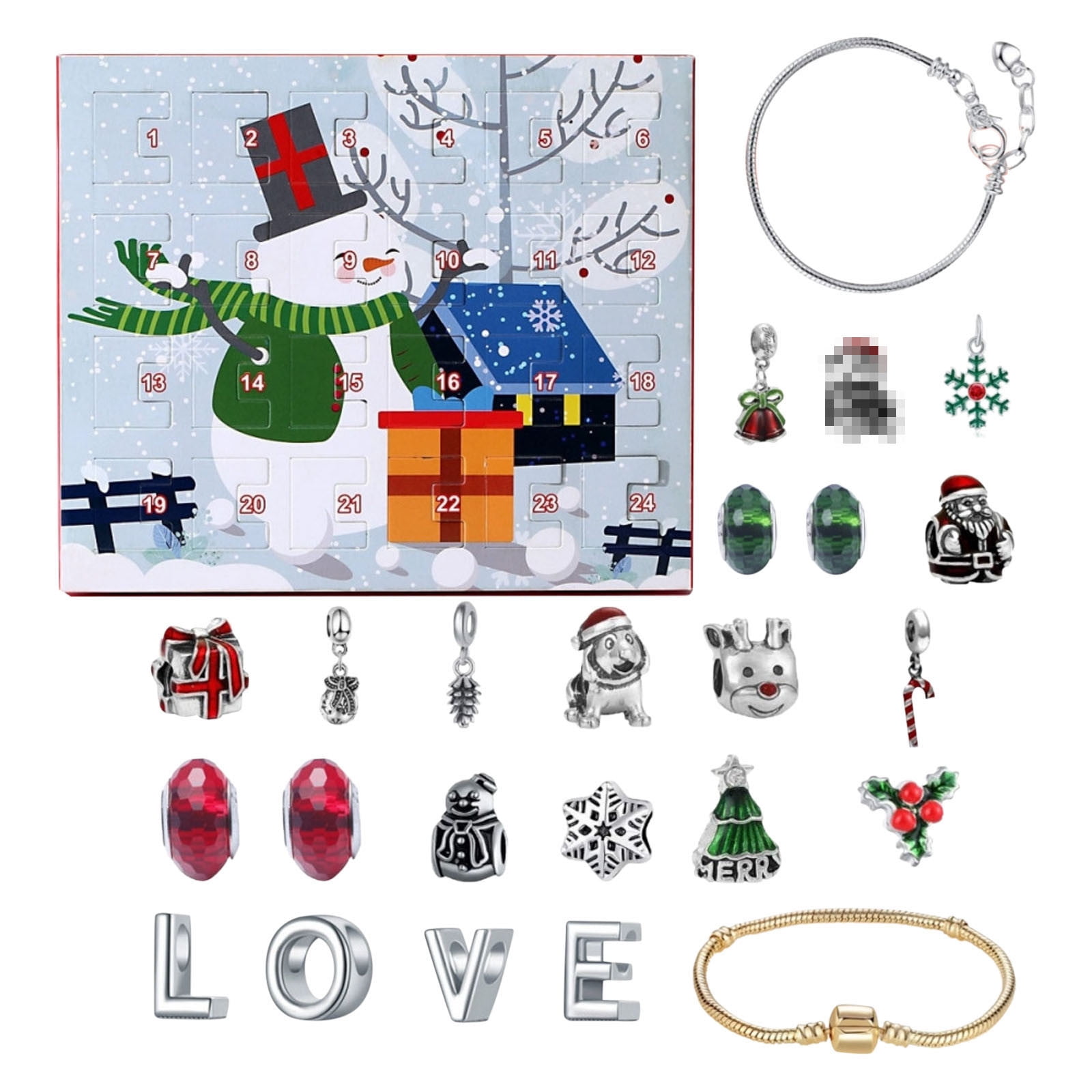 Xinduolei 2024 Countdown Christmas Christmas Jewelry Set 24 Rings