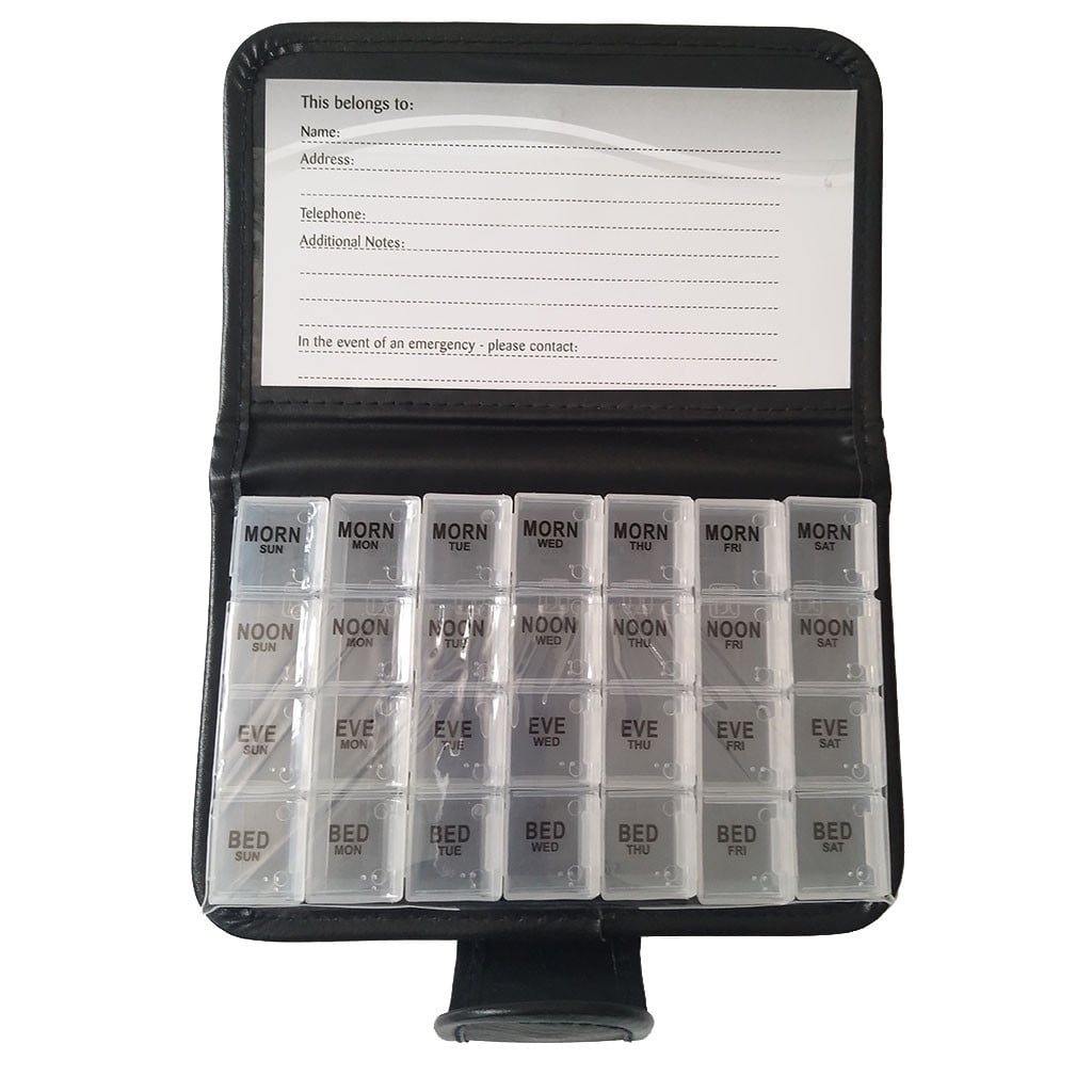 Xinduolei 28Grid 7 Day Tablet Storage Container Notebook Shape Bo