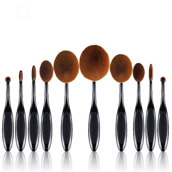 Xinfenglai Black Makeup Brush Set, 10 Pieces Professional Makeup Brushes Cosmetics Brushes