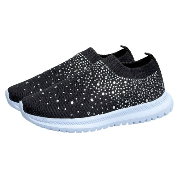 Xing 1Pair Women Rhinestone Shoes Breathable Fashion Shoes Simple Sports Shoes
