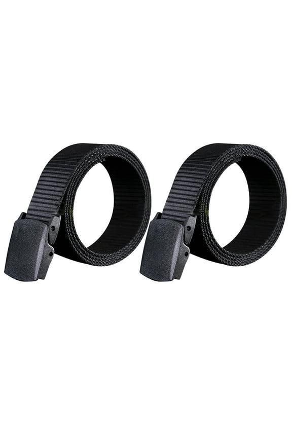 Xing 2pcs Men Canvas Web Belt Nylon Belt Casual Belt Style Outdoor Plastic Buckle Belt (Black)