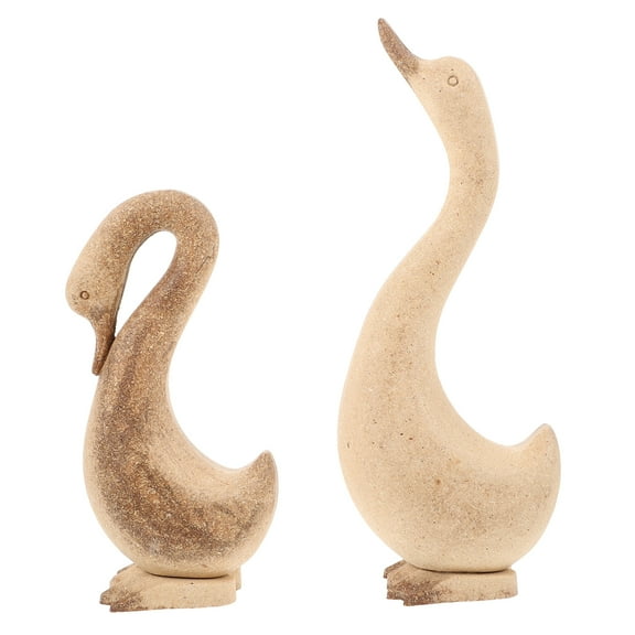 Xing 2pcs Wooden Goose Unfinished Wood Goose Figure Diy Wooden Goose Decors Table Decoration