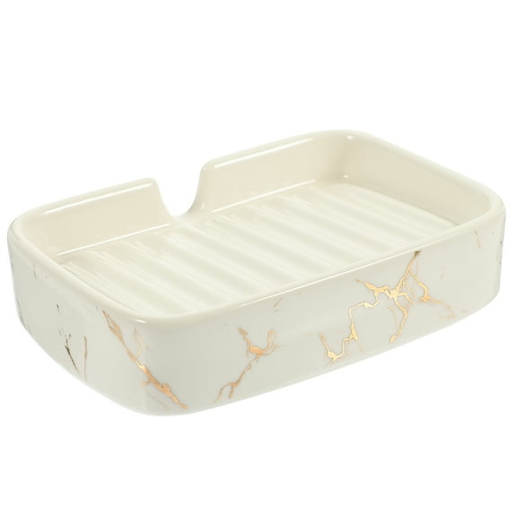 Xing Ceramic Soap Dish Draining Bar Soap Holder Bathroom Marbling Countertop Soap Tray