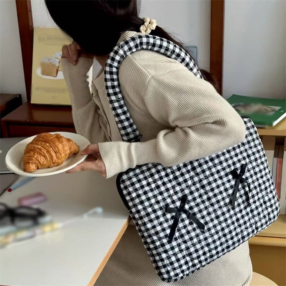 Xing Xiang Bow Laptop Sleeve 13-15 Inch Puffy Laptop Carrying Case with Handle Cute Quilted Computer Sleeve for MacBook(Grey)