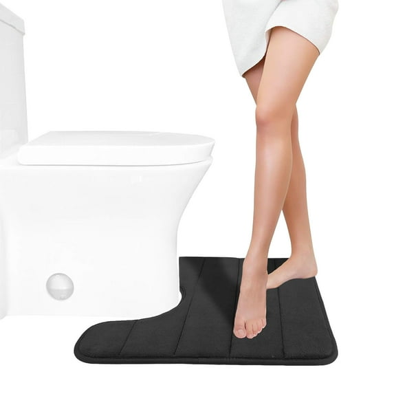 XingLiang U-Shaped Foam Bath Mat - Soft Non-Slip Toilet Rug with Water Absorbent Velvet Fleece & Rubber Backing - Machine Washable - 16X20 Inches - Multiple Colors