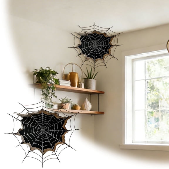 XingXiang Wall Art That Reshapes Reality,Removable 3D Optical Wall Art Illusion Corner Wall Decal Sticker Peel and Stick Graphic Wall Arts for Living Room Office(Spider web,L)