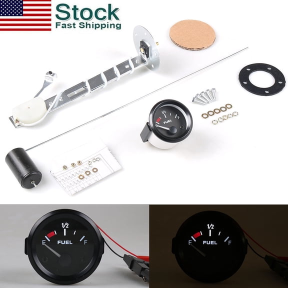 Xingbo 2" 52mm Car Fuel Level Gauge Meter with Fuel Sensor E-1/2-F Pointer Indicator