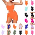 thumbnail image 1 of XinghaiYIDE Girls 1-Piece Swimsuit with Matching Sarong Cover-Up,Kids Adjustable Strap Cutout Bathing Suit,Solid Color Swimwear Set for Beach Vacation & Pool Party,Sizes 8-16Y Orange-d, 1 of 5
