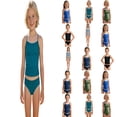 thumbnail image 1 of XinghaiYIDE Girls 2-Piece Tankini Swimsuit,Solid Color Contrast Bathing Suit,Padded Swimwear for 8-14Y,Kids Beach & Pool Swimwear Dark Green-A, 1 of 6