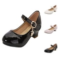 thumbnail image 1 of XinghaiYIDE Girls 2026 Low-Heel Dress Shoes, Kids Princess Leather Shoes for Elementary Students, Adjustable Buckle Formal Footwear for Performances/Weddings/Everyday Wear, Sizes 26-38 Black, 1 of 8