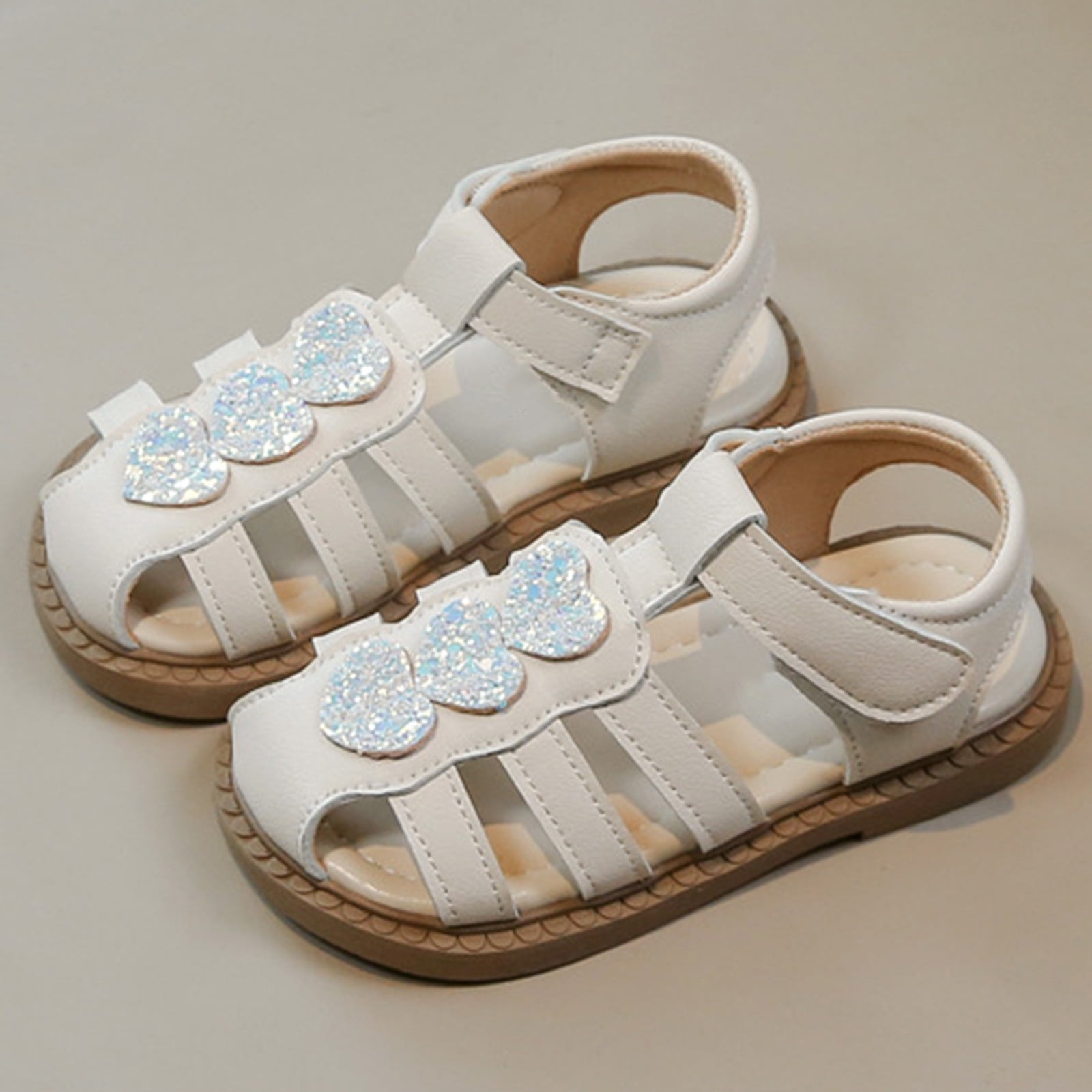 XinghaiYIDE Girls Heart Cutout Closed-Toe Sandals,Toddler/Little
