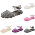 thumbnail image 1 of XinghaiYIDE Kids Girls Closed-Toe Jelly Sandals, Summer Dress Shoes for Toddler/Little/Big Kids, Soft Flat Beach Footwear in Multiple Colors, Sizes 24-35 Black, 1 of 9