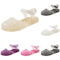 thumbnail image 1 of XinghaiYIDE Kids Girls Closed-Toe Jelly Sandals, Summer Dress Shoes for Toddler/Little/Big Kids, Soft Flat Beach Footwear in Multiple Colors, Sizes 24-35 Gold, 1 of 9